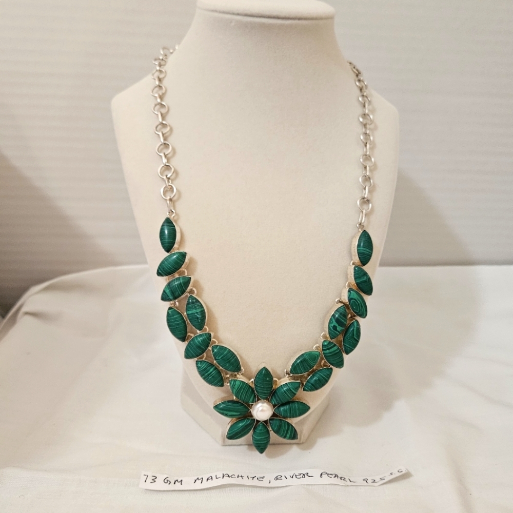 Malachite and Sterling Silver Necklace